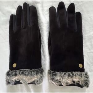 Weatherproof 1948 Gloves Womens Small Black Faux Fur Cuff Winter Warm Soft